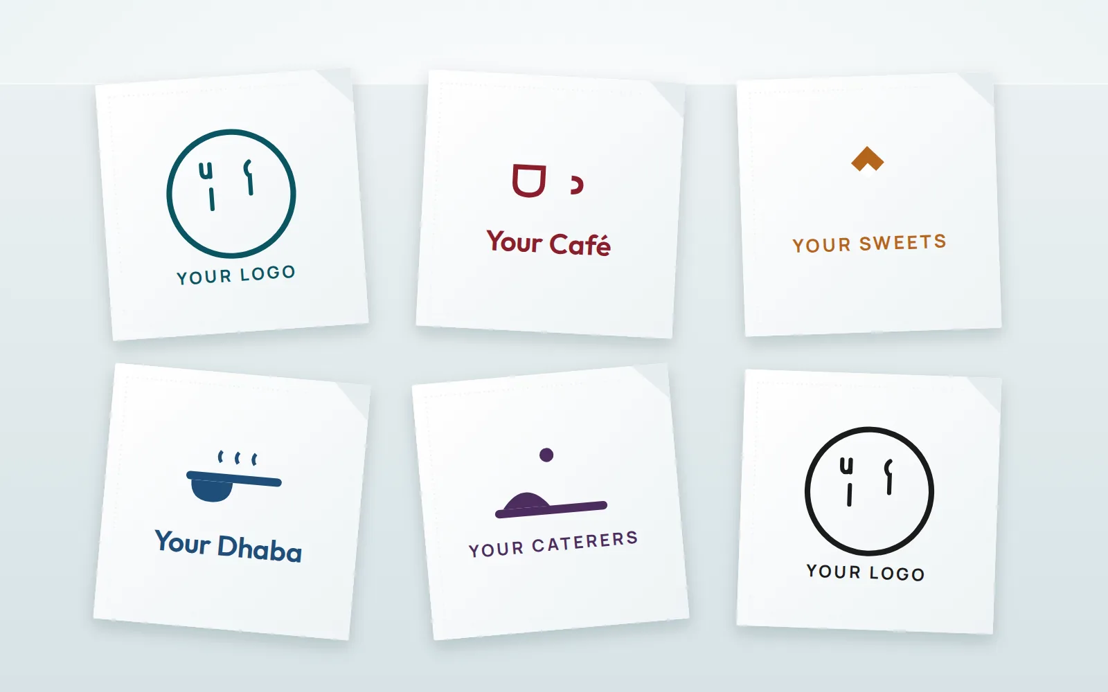 Napkins printed with different restaurant logos