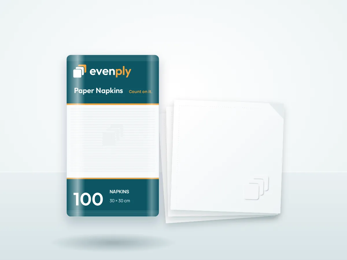 Pack of 100 plain white paper napkins